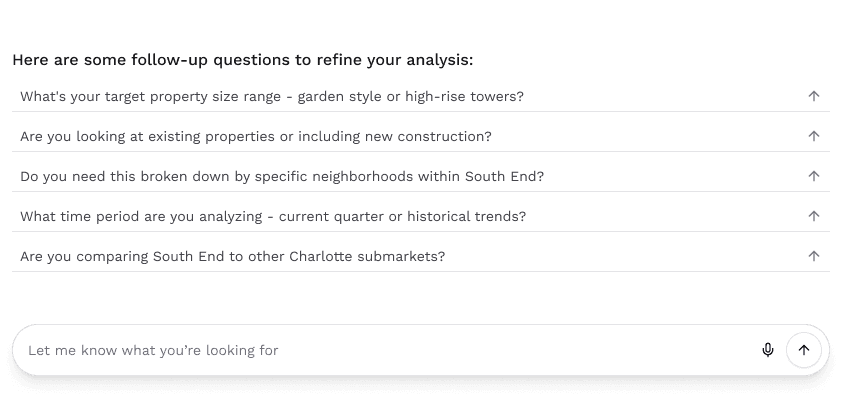 Conversational chat interface with integrated constraint confirmation and result telemetry