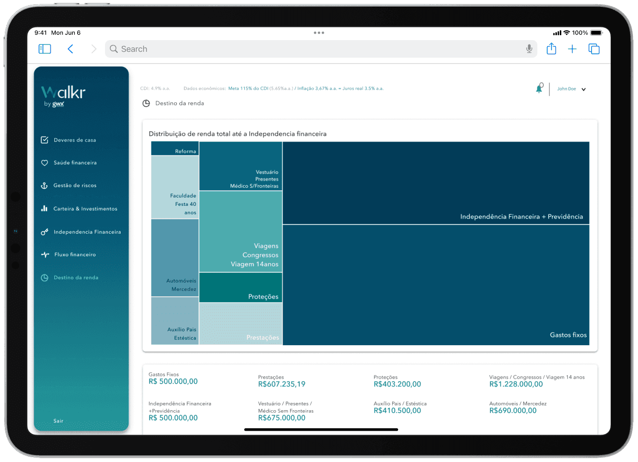 Walkr income-allocation dashboard